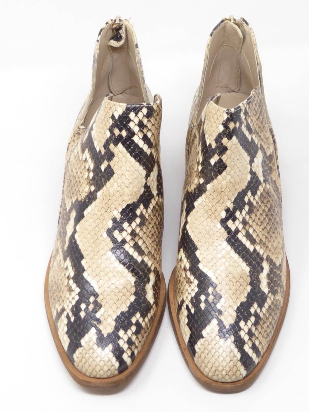 Vince Camuto Women Abrinna Ankle Booties Tan Snakeskin Block Heel Size 10